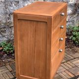 Vintage chest of drawers in solid raw wood from 1950