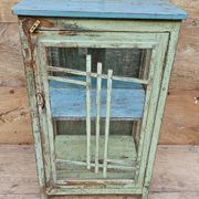 Art Deco glass-fronted bar cabinet in teak