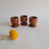 Set of 3 vintage wooden egg cups