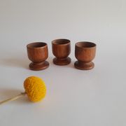 Set de 3 coquetiers en bois vintage