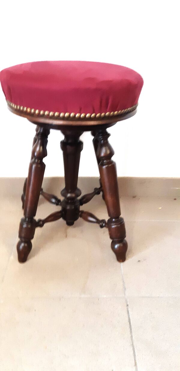 Tabouret de piano Napoleon III à quatre pieds tournés ,restauré d'époque