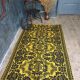 Wool handwoven yellow rug Romanian rug. Teppich. Tapis roumain. Romania