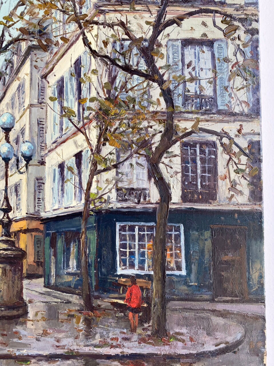Ancient painting, Furstenberg Square, Paris, signed Saulin, 20th century