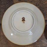 5 enameled stoneware cups and saucers