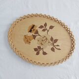 Wooden tray, flower pattern