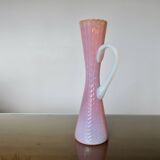 Vase, soliflore stelvia glass, italy, pink, orange and opalescent, 1960s