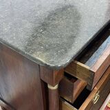 19th century Empire chest of drawers in cherry wood and black marble