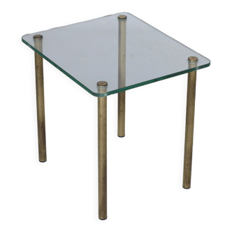 small vintage glass & metal side table