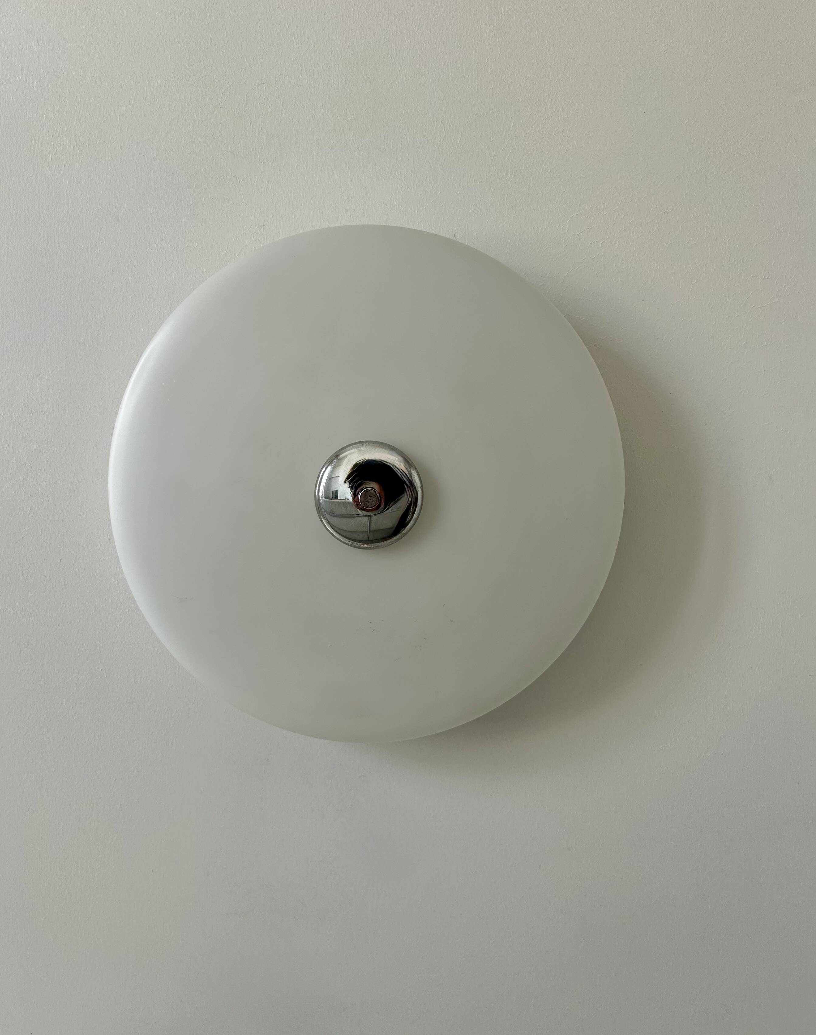 Vintage XL wall light, opaline and chrome, France 1960