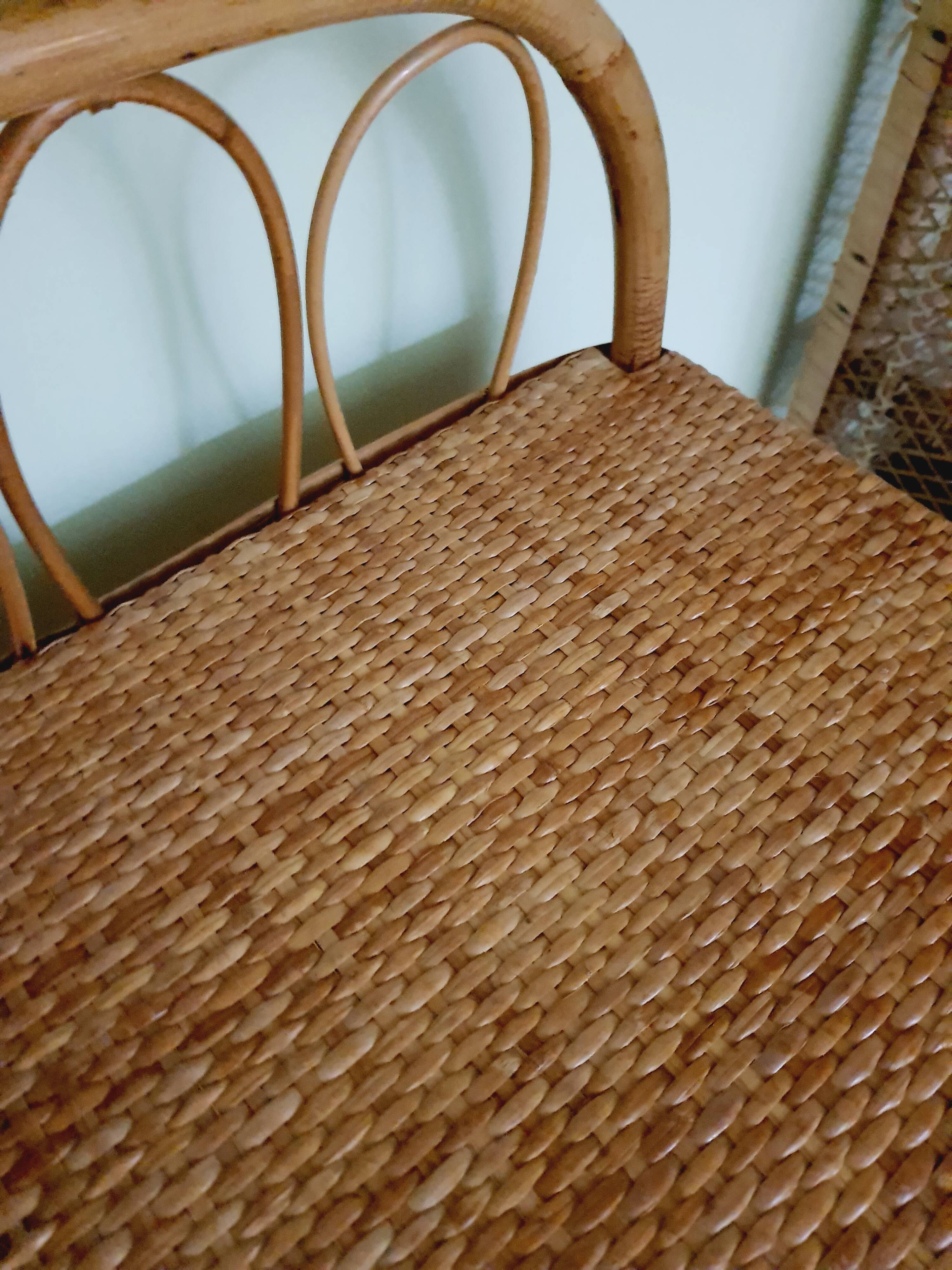 60' vintage rattan bedside table