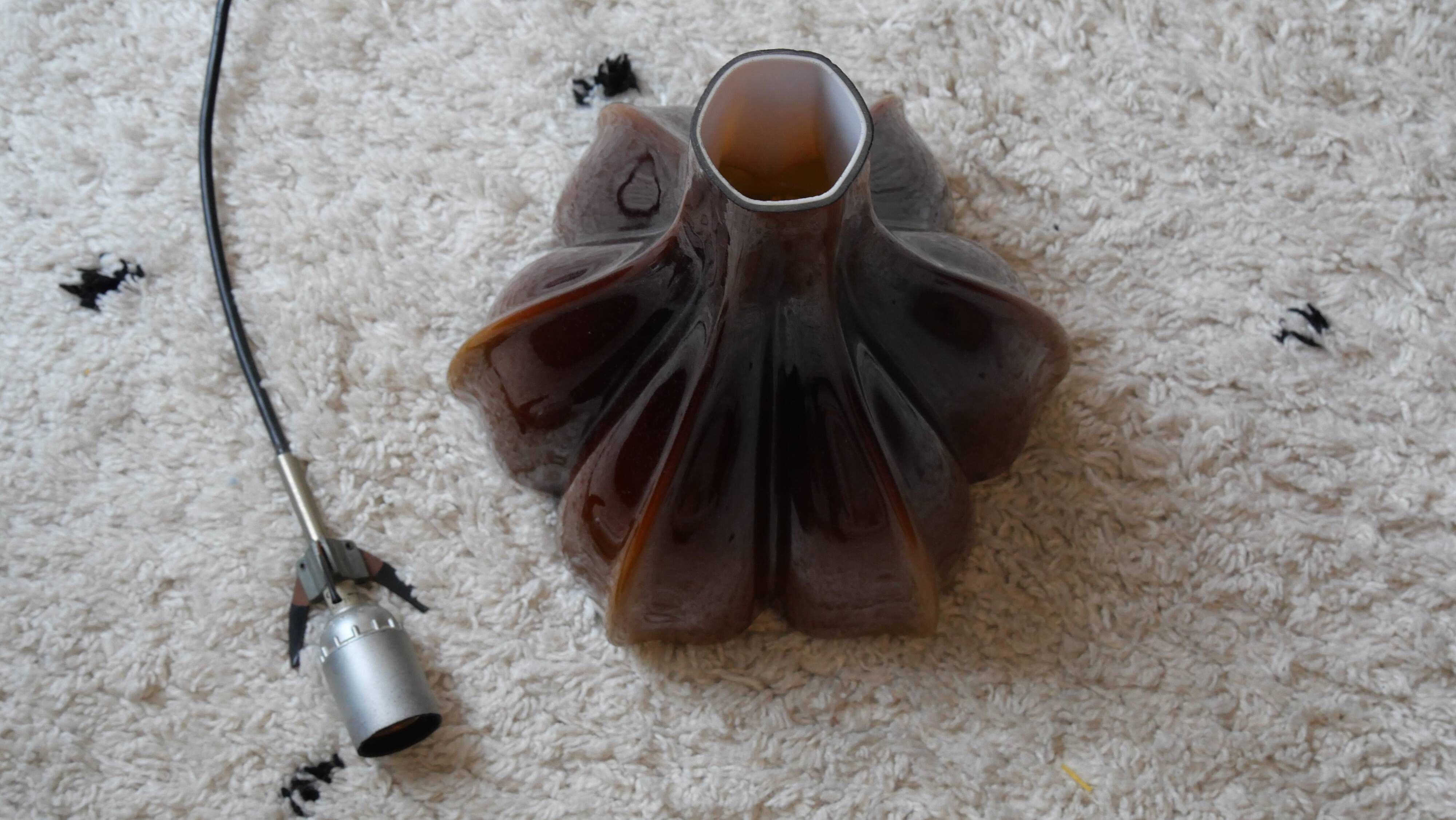 Vintage opaline pendant light in brown glass by Peill and Putzler