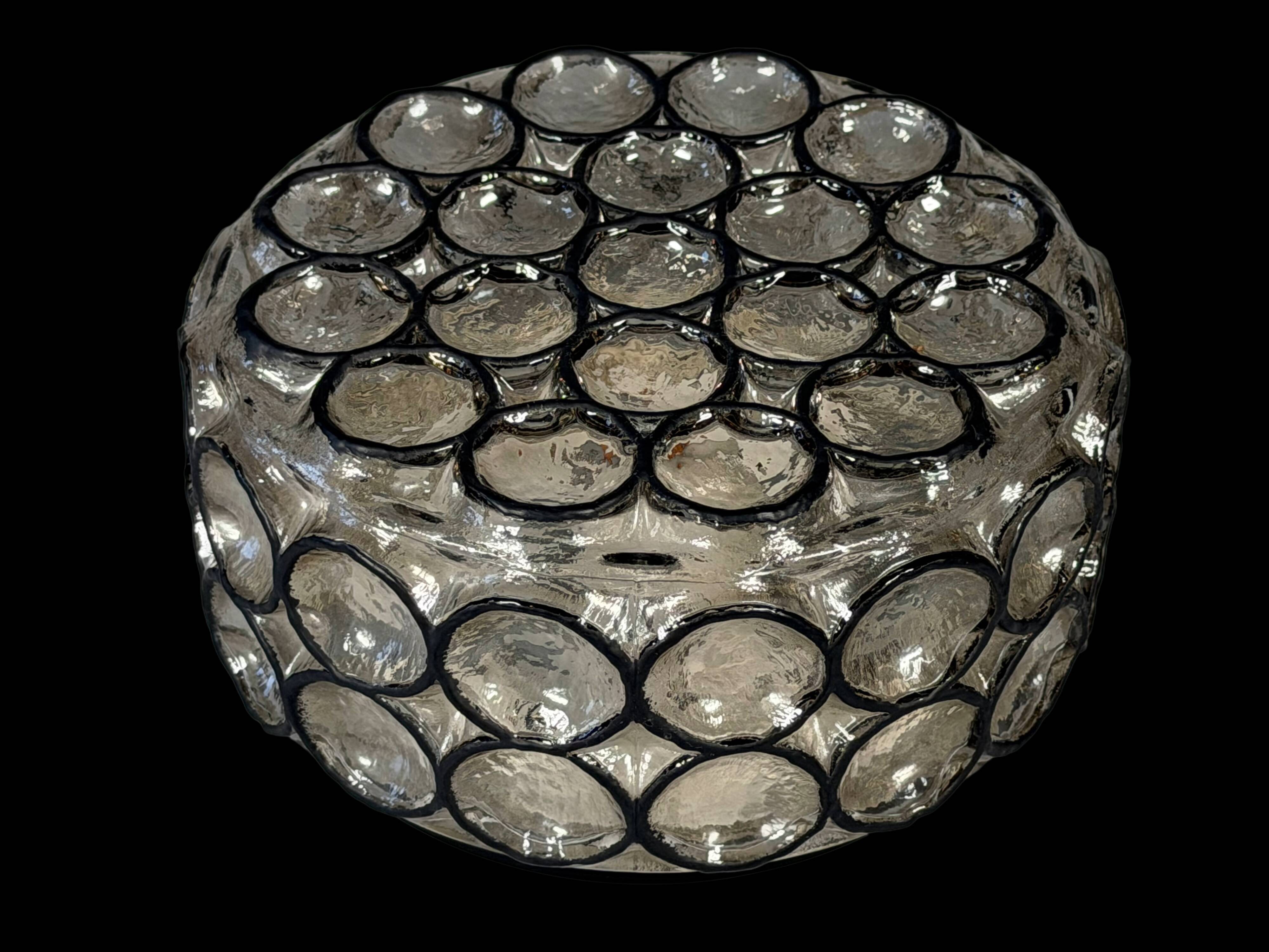 Plafonnier des années 60 70 Glashütte Limburg Allemagne en verre et métal