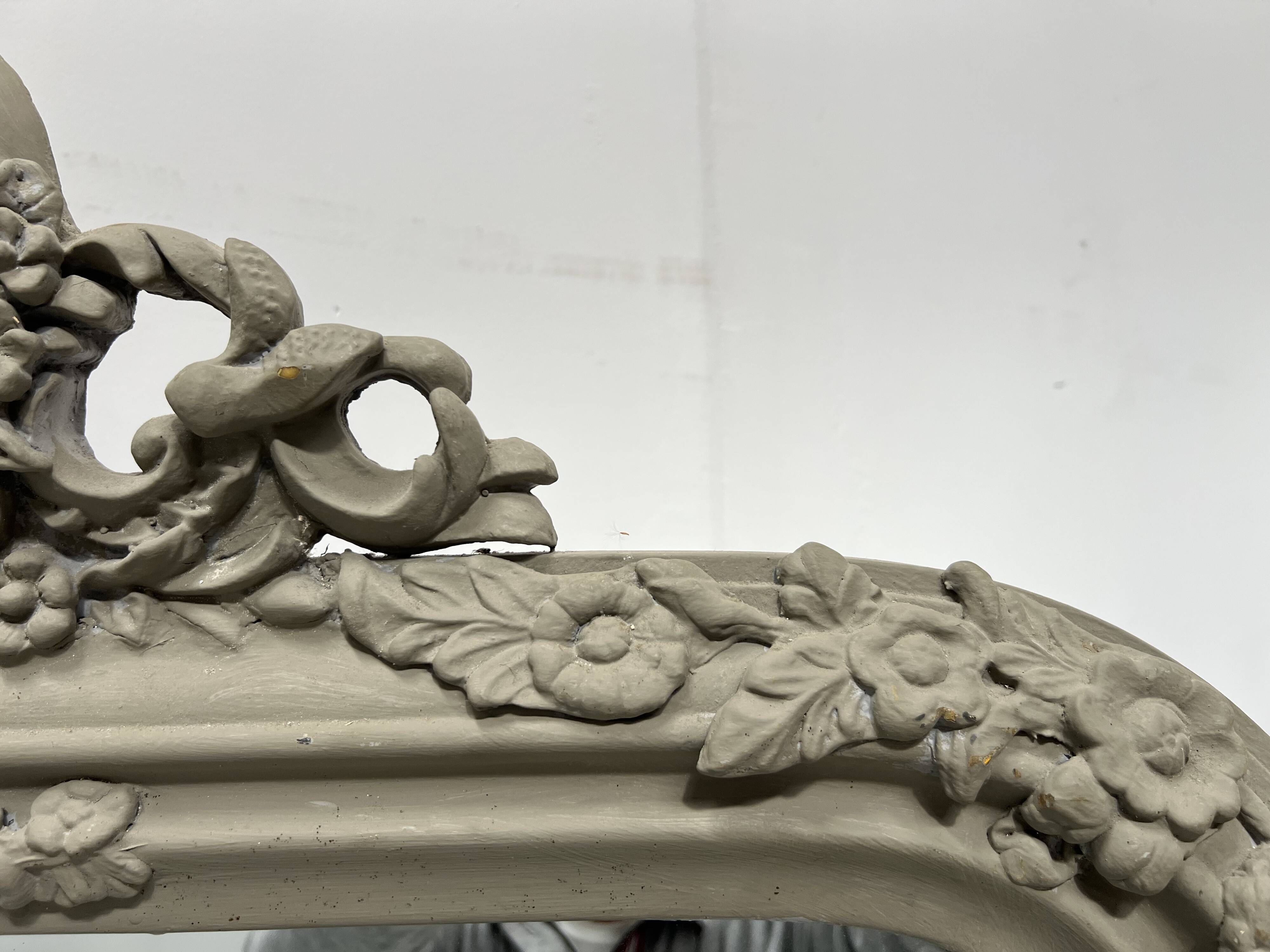 Louis XV style mirror in wood and patinated stucco, 20th century