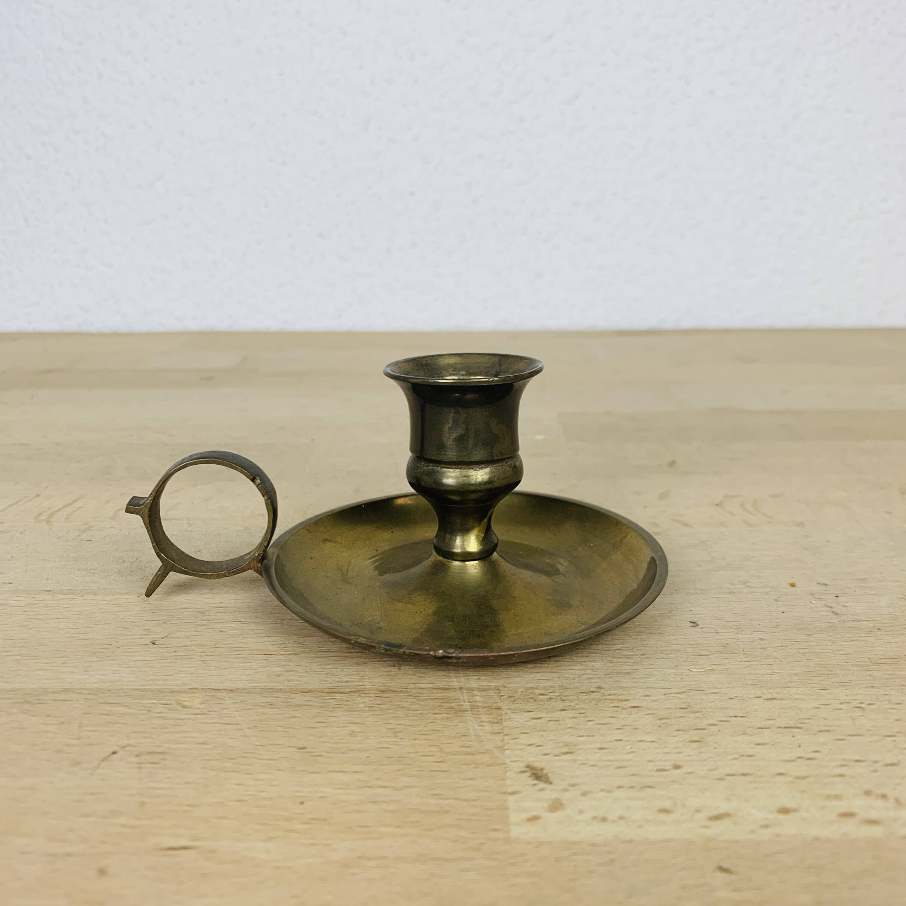 Vintage brass cellar rat candle holder