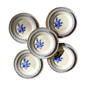 10 Mismatched Porcelain Plates ~ White Gold Porcelain Plates ~ LIMOGES Plates ~ Dishes