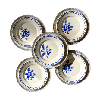 10 Mismatched porcelain plates ~ Golden white porcelain plates ~ LIMOGES plates ~ Vaiss