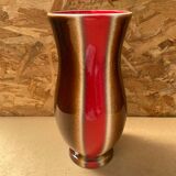 Antique verceram ceramic vase brown red beige vintage