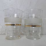 4 anciens verres granités blancs vintage