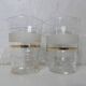 4 old vintage white granite glasses