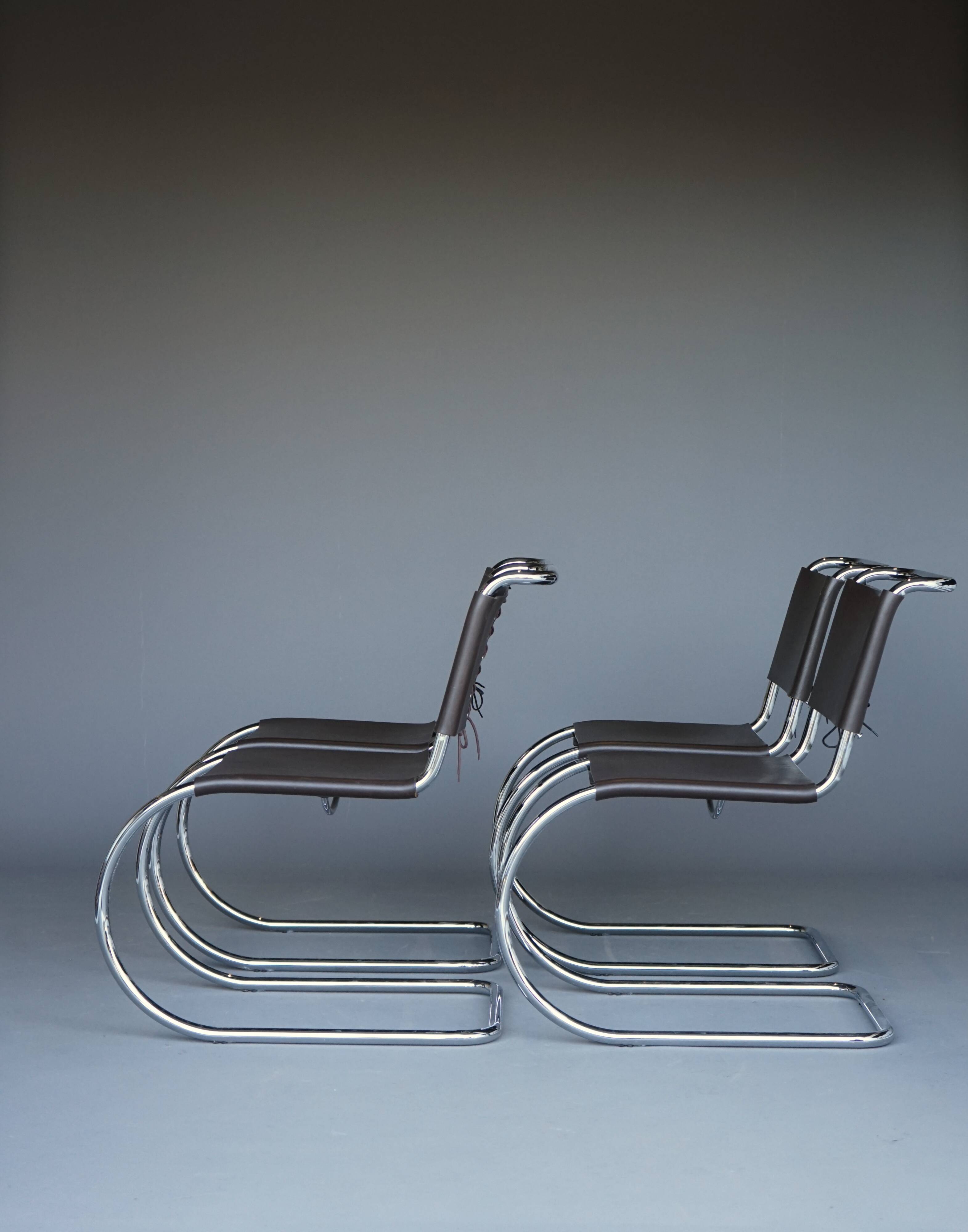 x4 Cantilever MR 10 chairs in the manner of Ludwig Mies van der Rohe.