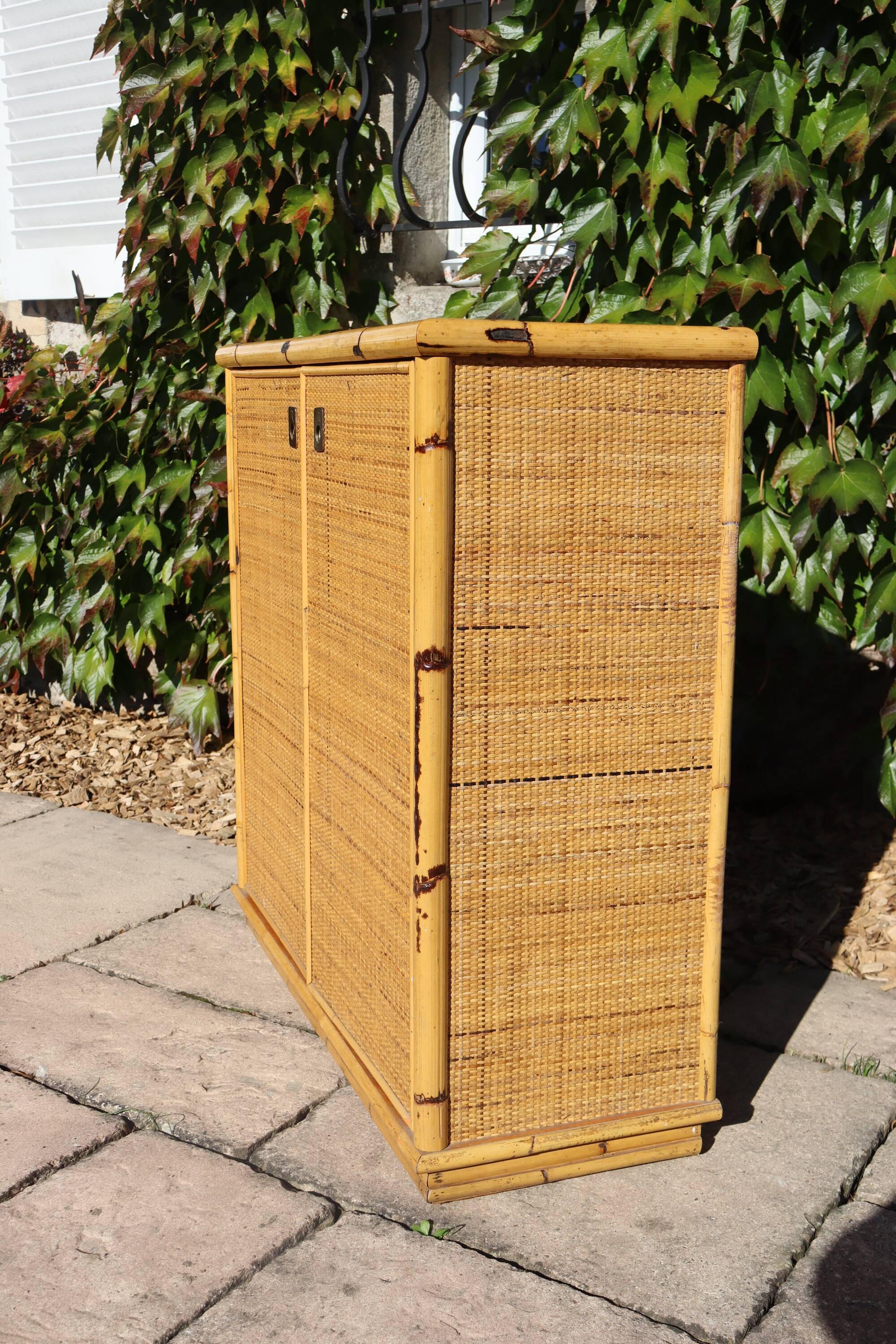 Two-door rattan sideboard by Dal Vera 1970
