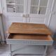 Louis XVI style desk and serving trolley in beautifully crafted verdigris walnut.