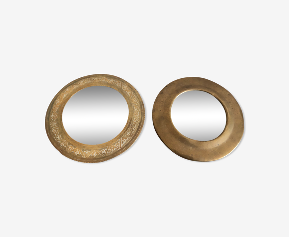 Lot de petits miroirs ronds en laiton oriental