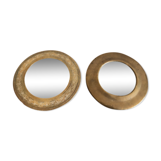 Lot de petits miroirs ronds en laiton oriental
