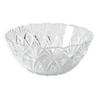 Mid-century Clear Pressed Glass Fruit Bowl / Italy / 1970s