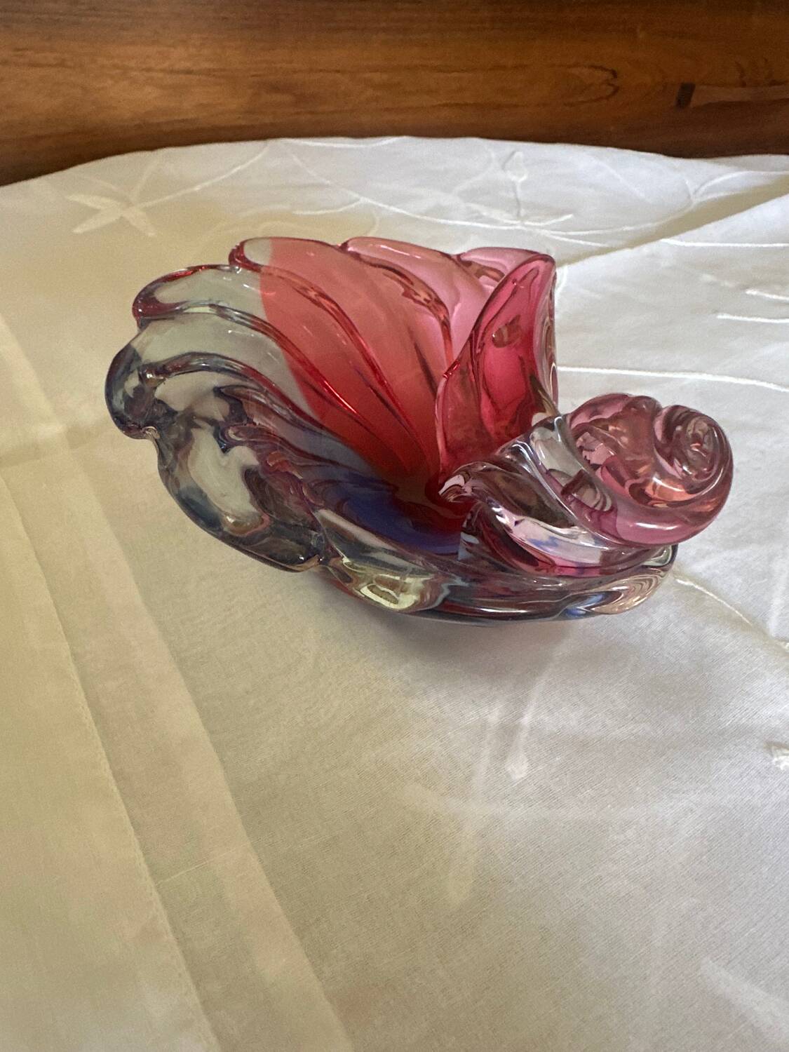 Ashtray Shell-shaped Glass from Bohemia Josef Hospodka Wine