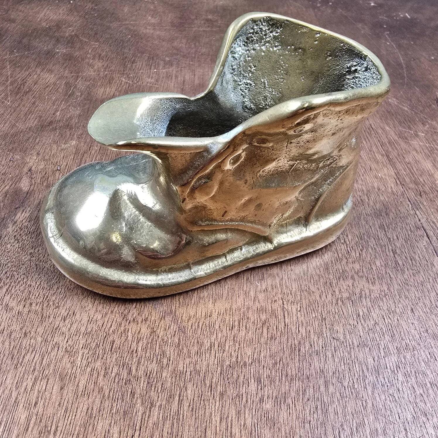 Vintage shoe in gilded brass – Fancy trinket dish or small ashtray