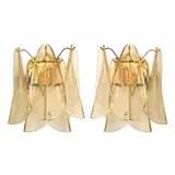 Amber Rondini Murano Glass Gold Wall Sconces by Simoeng, Set of 2