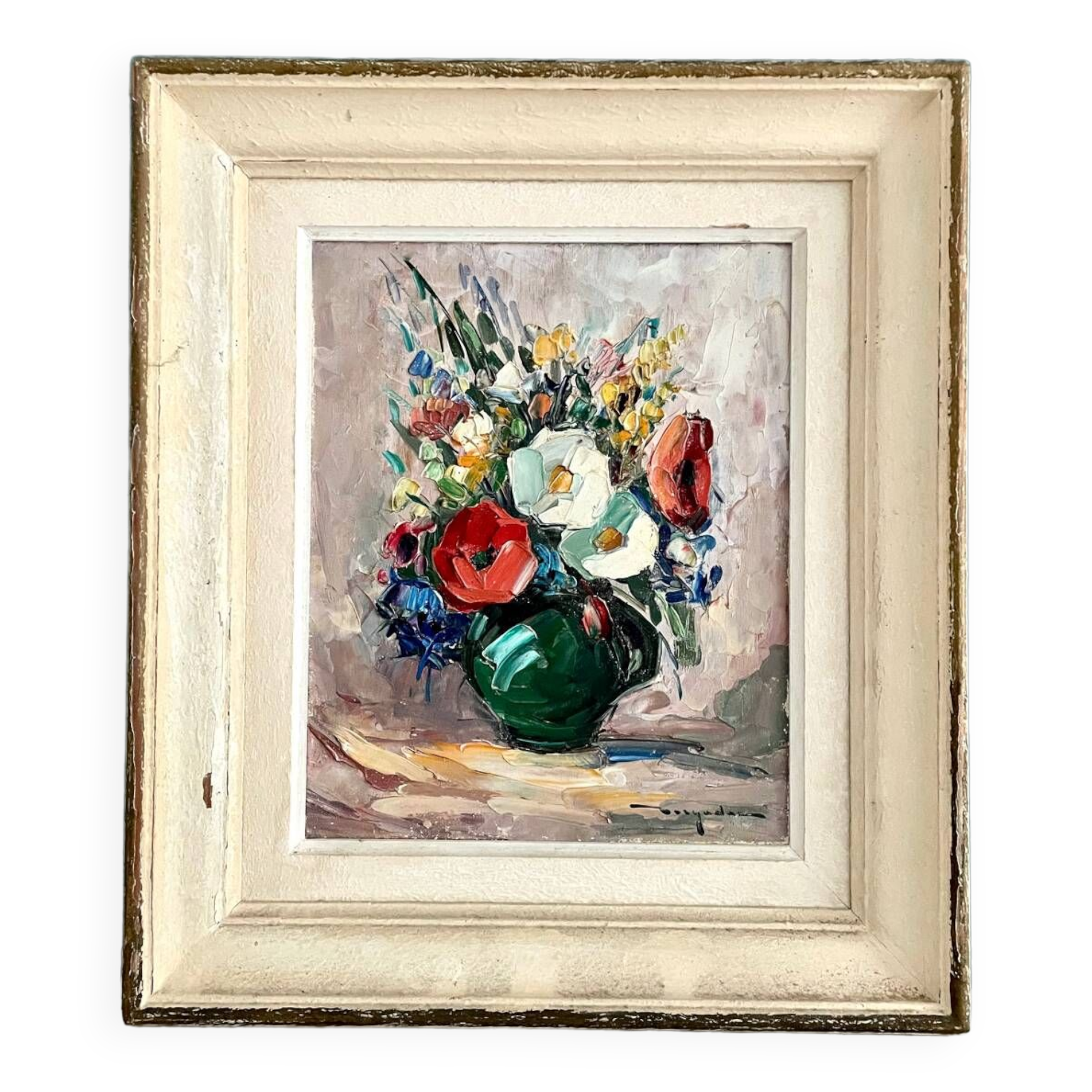Country bouquet, old oil on panel