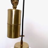 White Ceramic and Brass Adjustable Pendant Lamp, Italy