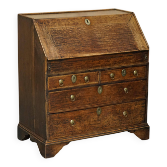 Ancient Georgian writing desk circa 1760 with a leather top.