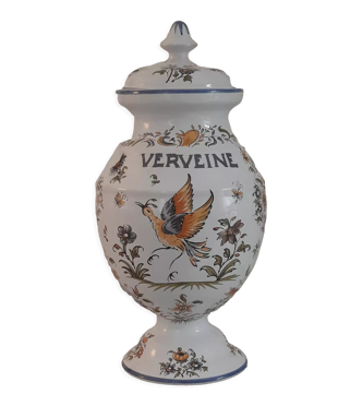 Pot apothicaire "verveine" en faïence de moustiers