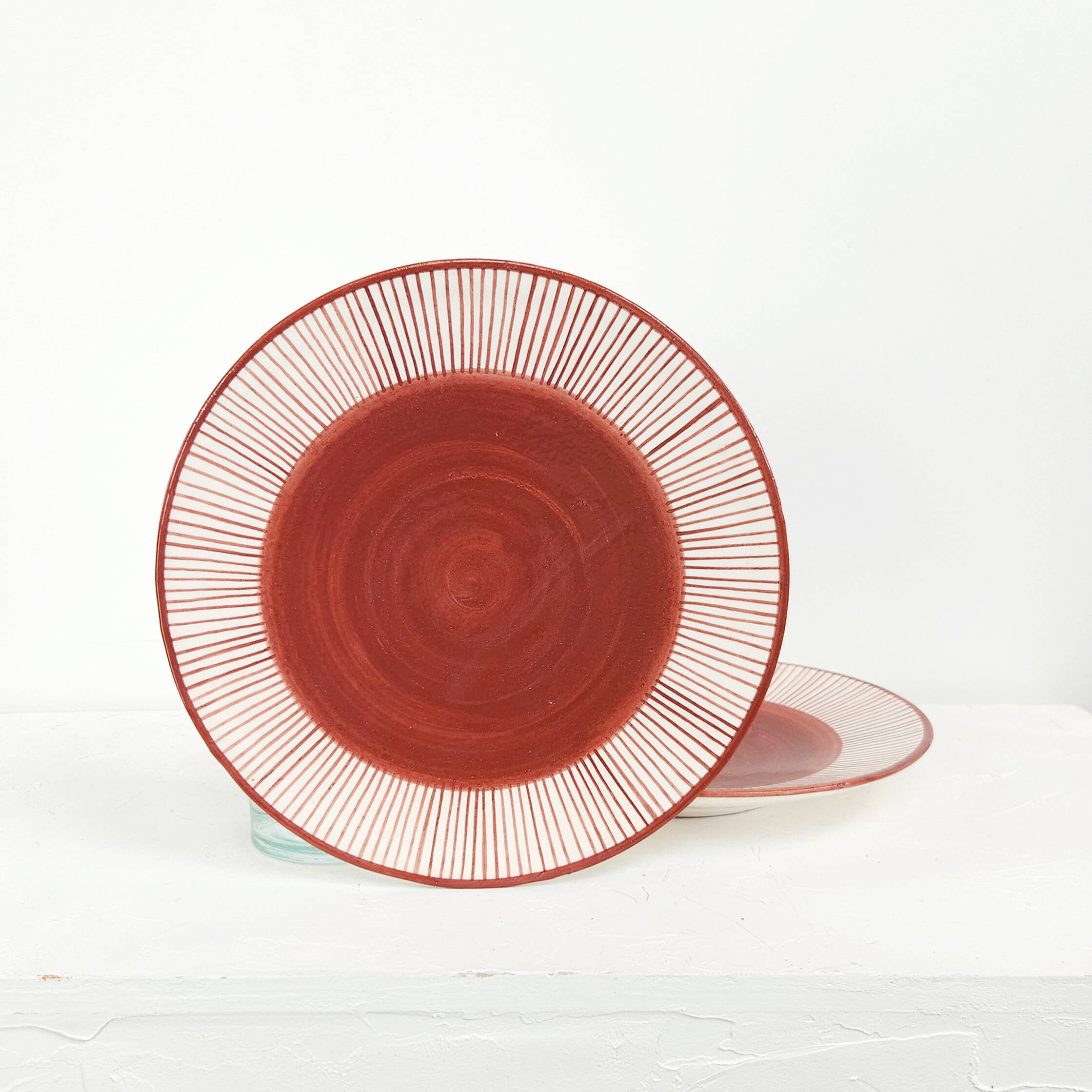 Large plate - PALM BORDURE terracotta
