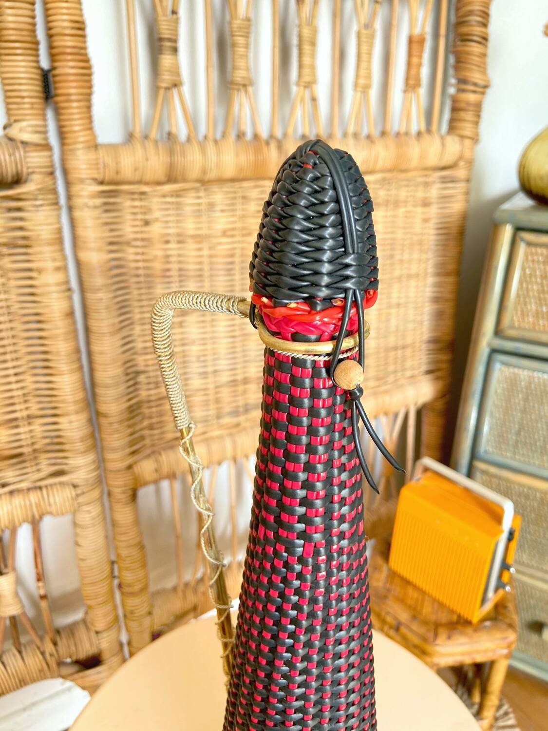 Large vintage scoubidou bottle