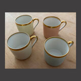 Set of four coffee cups and five porcelain cups of limoges around 1900