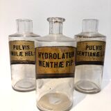 Trio apothecary bottles, early 20th