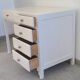 Bureau ancien Art Déco blanc bois massif boutons boules métal vintage