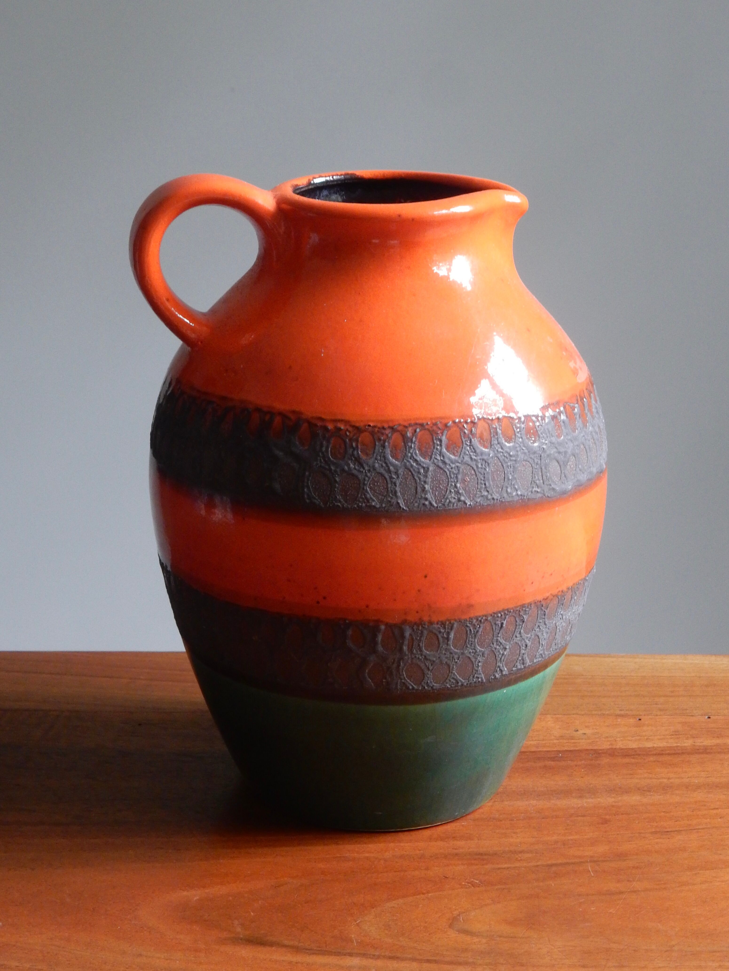 German ceramic orange vase from the 60s