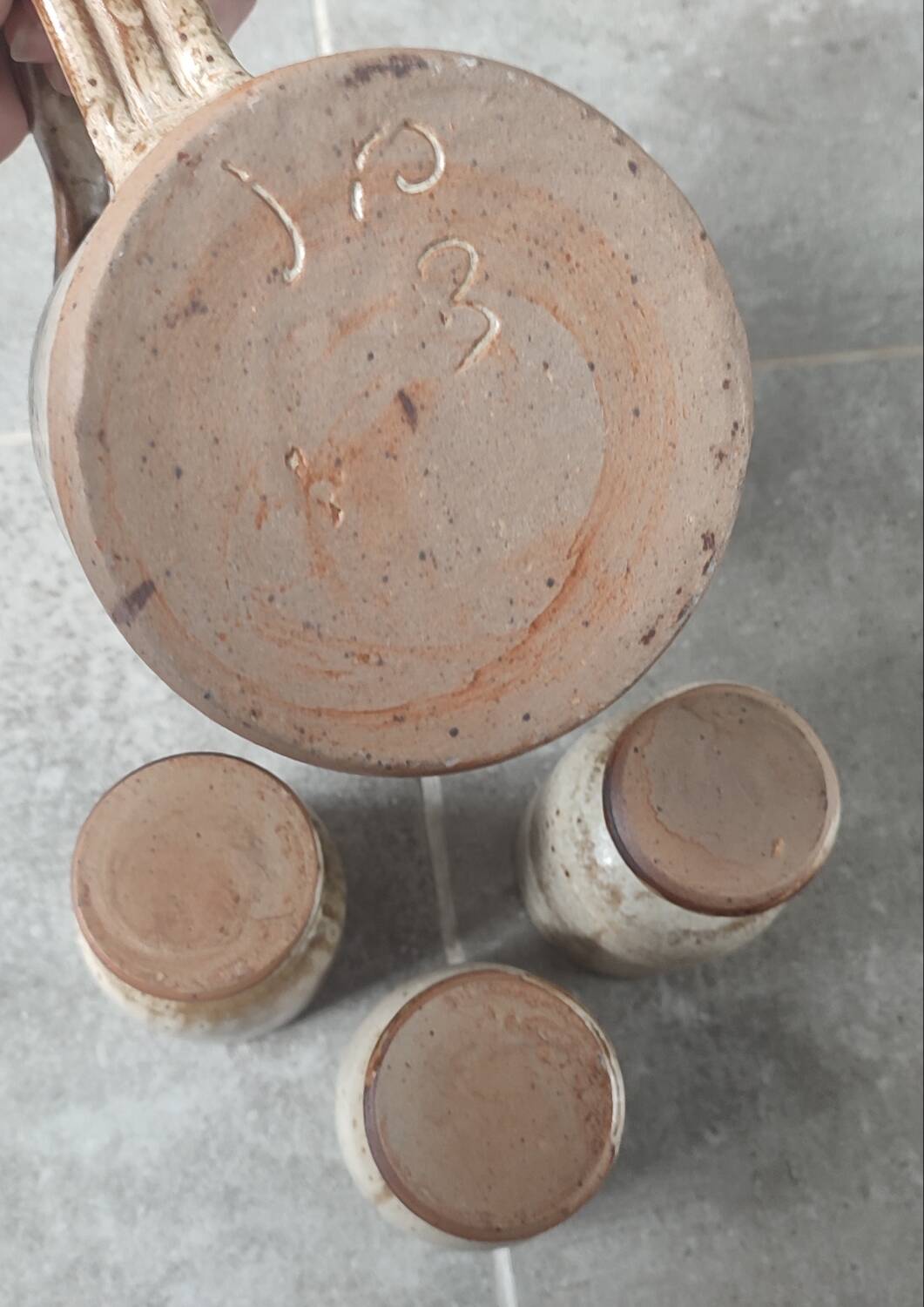 Service trio in pyrite stone Puisaye Jean-Pierre Prud'homme.