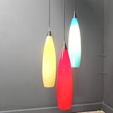 Vintage 3 glass pendant lights by Vistosi, 1970s