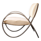 Chrome metal and white sky designer armchair