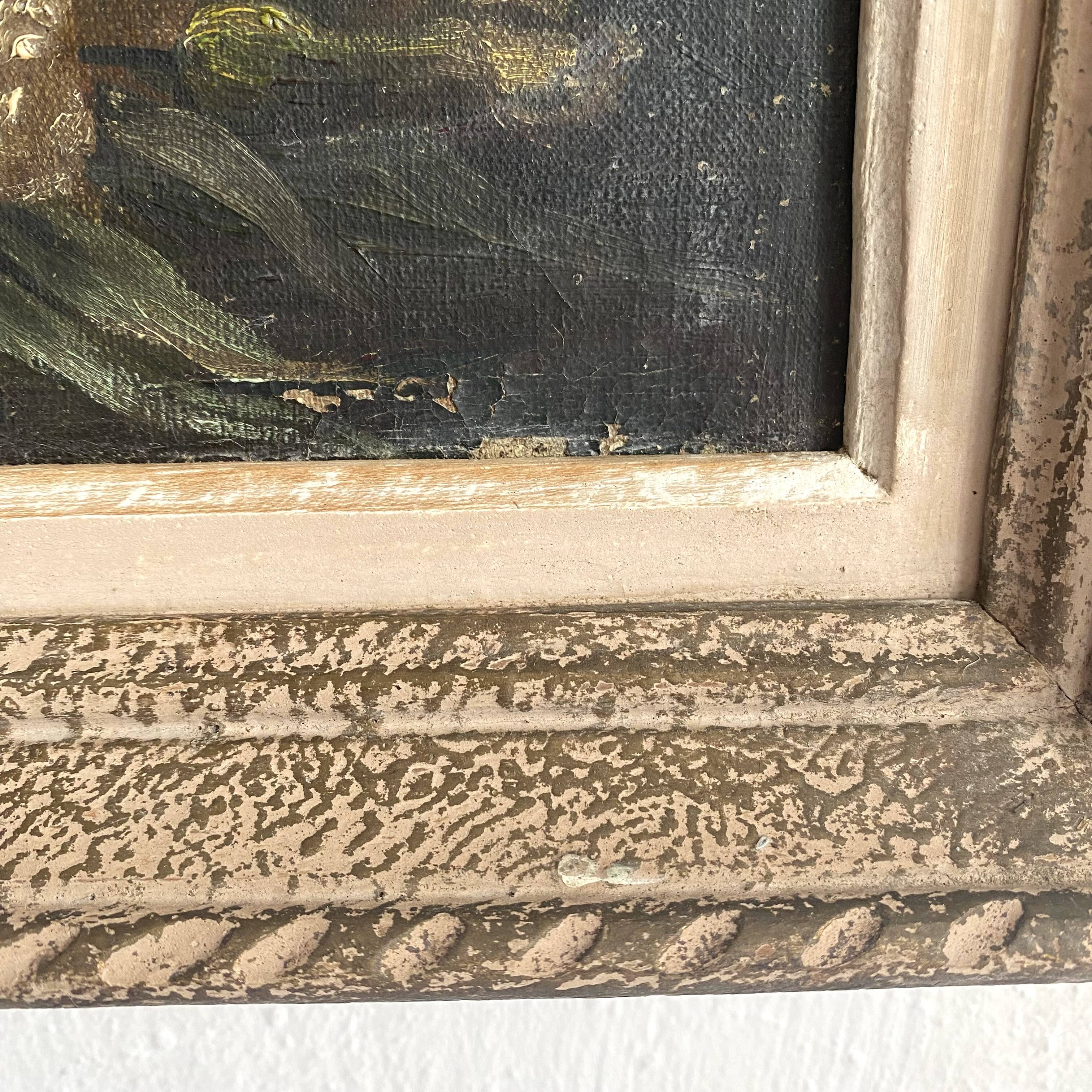 Flower painting, oil on canvas framed