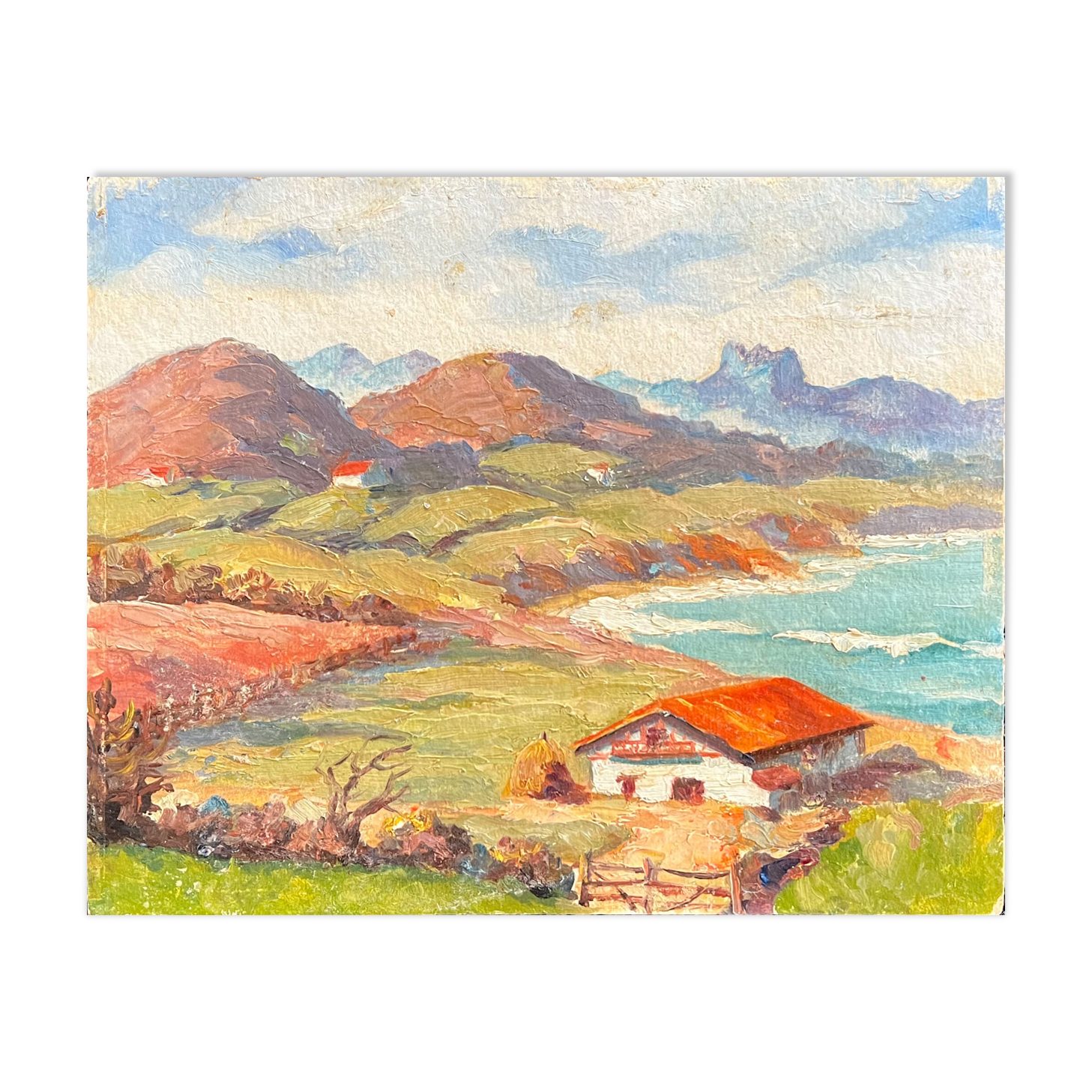 Sheepfold in the Basque Country Oil on canvas cardboard