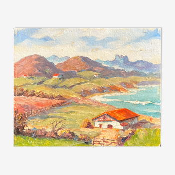 Sheepfold in the Basque Country Oil on canvas cardboard