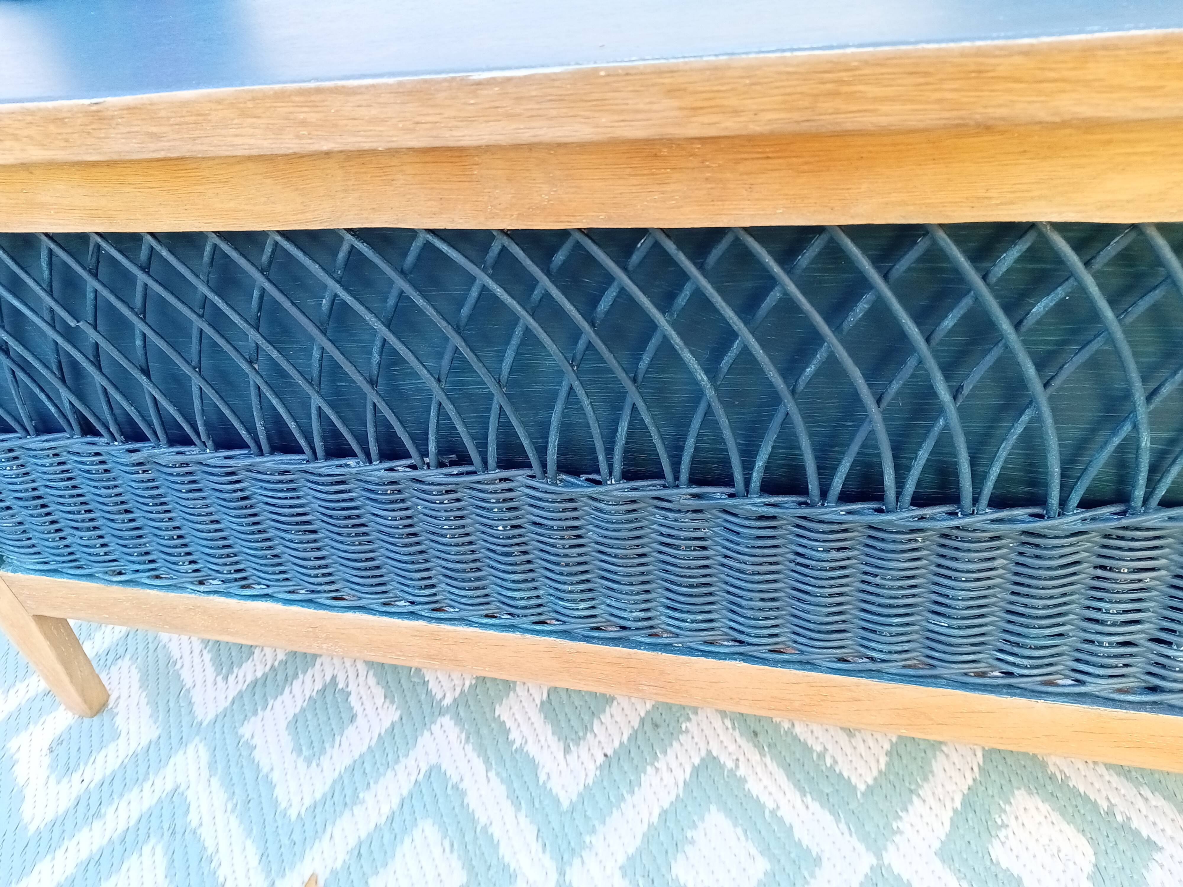 Wood and rattan chest