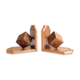 "In" wooden bookends studded, 50's